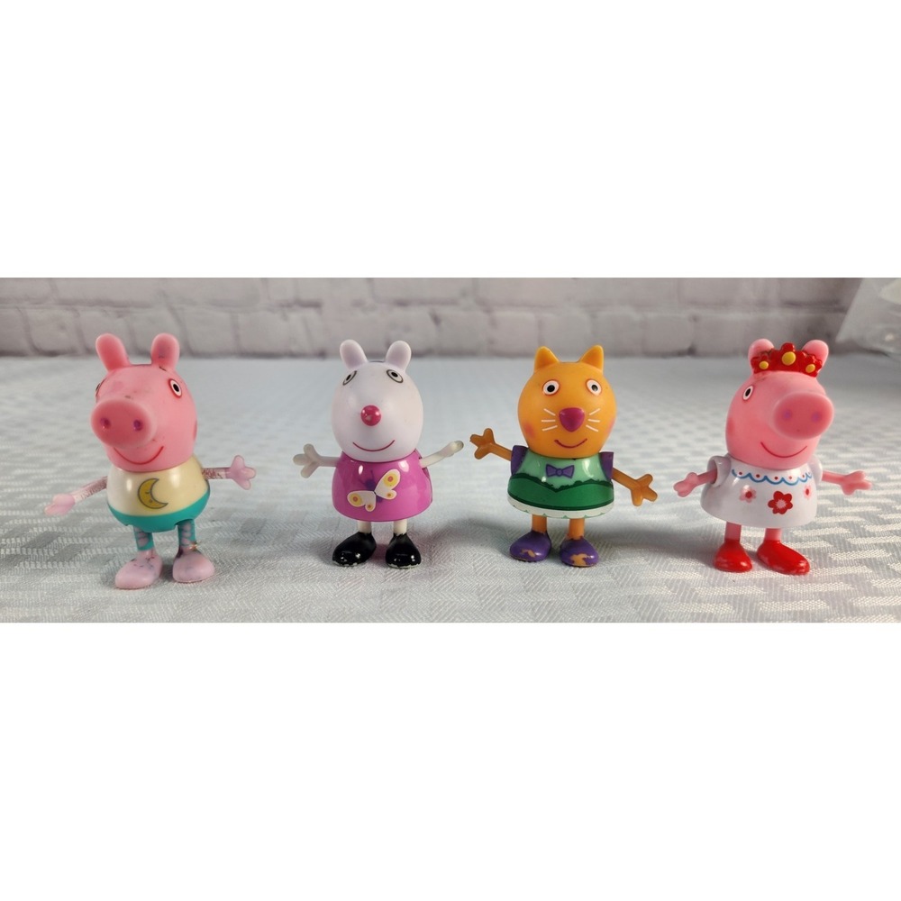 Peppa Pig Figures Lot Of 4 George, Susie Sheep, Candy Cat And Princess Peppa